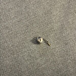 Silver and Gold Heart Lock and Key Charm